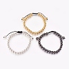 Electroplated Natural Lava Rock Braided Bead Bracelets BJEW-O162-H-1