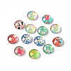 Half Round/Dome Floral Printed Glass Flatback Cabochons X-GGLA-A002-10mm-UU-1