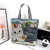 Cartoon Cat Pattern Canvas Women's Tote Bags PW-WGA0EE7-04-1