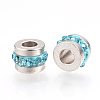 201 Stainless Steel Polymer Clay Rhinestone Inlaid Beads LS-RB-YWC0001-02E-1
