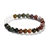 Natural Grey Agate and Indian Agate Baeds Stretch Bracelets for Women Men BJEW-C081-01-2