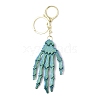 Halloween Plastic Skeleton Hand Pendant Keychain LS-HJEW-H063-01G-02-2