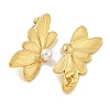 Ion Plating(IP) 304 Stainless Steel & ABS Plastic Pearl Stud Earrings EJEW-G400-20A-G-1