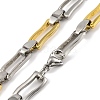 201 Stainless Steel Wavy Rectangle Links Chain Necklace NJEW-F22-39A-GP-2