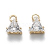 Brass Clear Cubic Zirconia Charms ZIRC-G170-15G-2