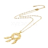 Woven Net/Web with Feather 304 Stainless Steel Boho Pendant Necklaces for Women NJEW-G087-01G-3