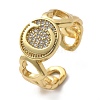 Brass Micro Pave Clear Cubic Zirconia Open Cuff Rings for Women RJEW-K289-02G-C-4