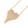 Brass Micro Pave Cubic Zirconia Heart Pendant Necklaces NJEW-Z003-01D-1