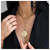 Aluminum Flat Round Coin Pendant Necklaces for women WG5C83E-01-2