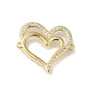 Rack Plating Brass Micro Pave Clear Cubic Zirconia Double Heart Links Connector Charms KK-K373-11B-G-1