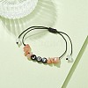 Natural Sunstone Chip Braided Bead Bracelets BJEW-JB09608-02-3