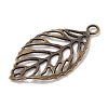 Tibetan Style Alloy Filigree Leaf Pendants TIBEP-Q040-023AB-NR-2