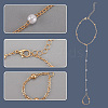 2Pcs 2 Colors Alloy Satellite Chains Finger Ring Bracelets for Women BJEW-CY0001-09-5