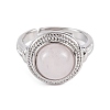 Natural Rose Quartz Round Adjustable Rings RJEW-K271-04P-09-3