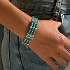Synthetic Turquoise Beaded Triple Layer Multi-strand Bracelet LK3030-3