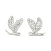 Rack Plating Brass Micro Pave Clear Cubic Zirconia Stud Earrings for Women EJEW-M260-17P-1