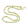 Brass Enamel Column Link Chain Necklaces NJEW-H039-14G-2