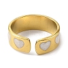 Heart 304 Stainless Steel Enamel Open Cuff Rings for Women RJEW-F166-28G-02-3