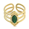 Ion Plating(IP) 304 Stainless Steel Synthetic Malachite Cuff Rings G-Z056-03G-01-2