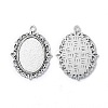 Tibetan Style Antique Silver Alloy Flat Oval Pendant Cabochon Settings LS-TIBEP-M022-20AS-2