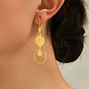 Geometric Hollow Retro Flat Round with Flower Brass Dangle Earrings DM2624-1