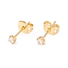 Tiny Clear Cubic Zirconia Square Stud Earrings EJEW-F282-33G-1