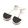 Natural Druzy Quartz Dangle Stud Earrings EJEW-F171-02G-1