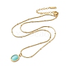 Imitation Cat Eye Oval Pendant Necklace with Round Snake Chains X-NJEW-G085-06G-3