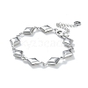 304 Stainless Steel Rhombus Link Chain Bracelets for Women BJEW-U002-01P-2