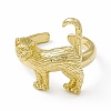 Rack Plating Brass Cat Open Cuff Ring for Women RJEW-F129-08G-2