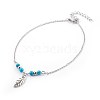 Synthetic Turquoise Charms Anklets AJEW-AN00234-2