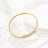 PVD Vacuum Plating 304 Stainless Steel Open Cuff Bangle with Oval Beaded BJEW-C031-01G-6