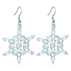 Christmas Snowflake Glass Seed Braided Dangle Earrings EJEW-MZ00236-02-1