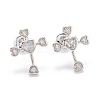 Brass Micro Pave Clear Cubic Zirconia Stud Earrings EJEW-F264-15-2