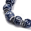 Handmade Blue and White Porcelain Beads Strands PORC-I027-04A-3