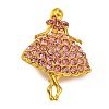 Dancing Girl Alloy Rose Rhinestone Brooch JEWB-Q045-04G-01-1