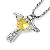 Cubic Zirconia Fairy with Heart Pendant Necklace with Box Chains NJEW-C004-01B-1