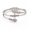201 Stainless Steel Ball Beaded Open Bangle BJEW-G648-05P-1