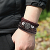 1Pc Cowhide & Imitation Leather Cord Knitted Multi-strand Bracelets AJEW-GF0011-50B-7