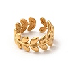 Vacuum Plating 304 Stainless Steel Leafy Branch Open Cuff Ring for Women RJEW-P081-01G-2