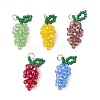 Handmade Glass Beaded Grape Pendants PALLOY-MZ00489-1