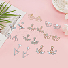 FIBLOOM 9 Pairs 9 Style Lotus & Teardrop & Triangle Plastic Imitation Pearl Beaded Stud Earrings EJEW-FI0001-21-7