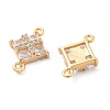 Brass Clear Cubic Zirconia Connector Charms KK-G516-07G-2