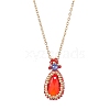 3Pcs 3 Colors Glass Teardrop Pendant Necklaces NJEW-MZ00066-3