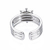 304 Stainless Steel Open Cuff Finger Ring Cabochon Settings STAS-T060-08P-2