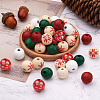 140Pcs 7 Styles Painted Natural Wood European Beads WOOD-TA0001-65-15