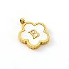 Golden Tone Stainless Steel Pave White Shell Letter Flower Charms PW-WGC5230-02-1