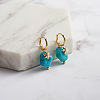 Natural Turquoise Beaded Hoop Earrings EJEW-L294-001G-2