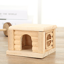 Pine Wood Hamster House DIY-WH0190-42