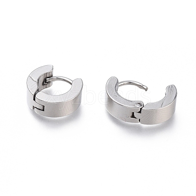 Tarnish Resistant 304 Stainless Steel Huggie Hoop Earrings X-EJEW-O087-09D-P-1